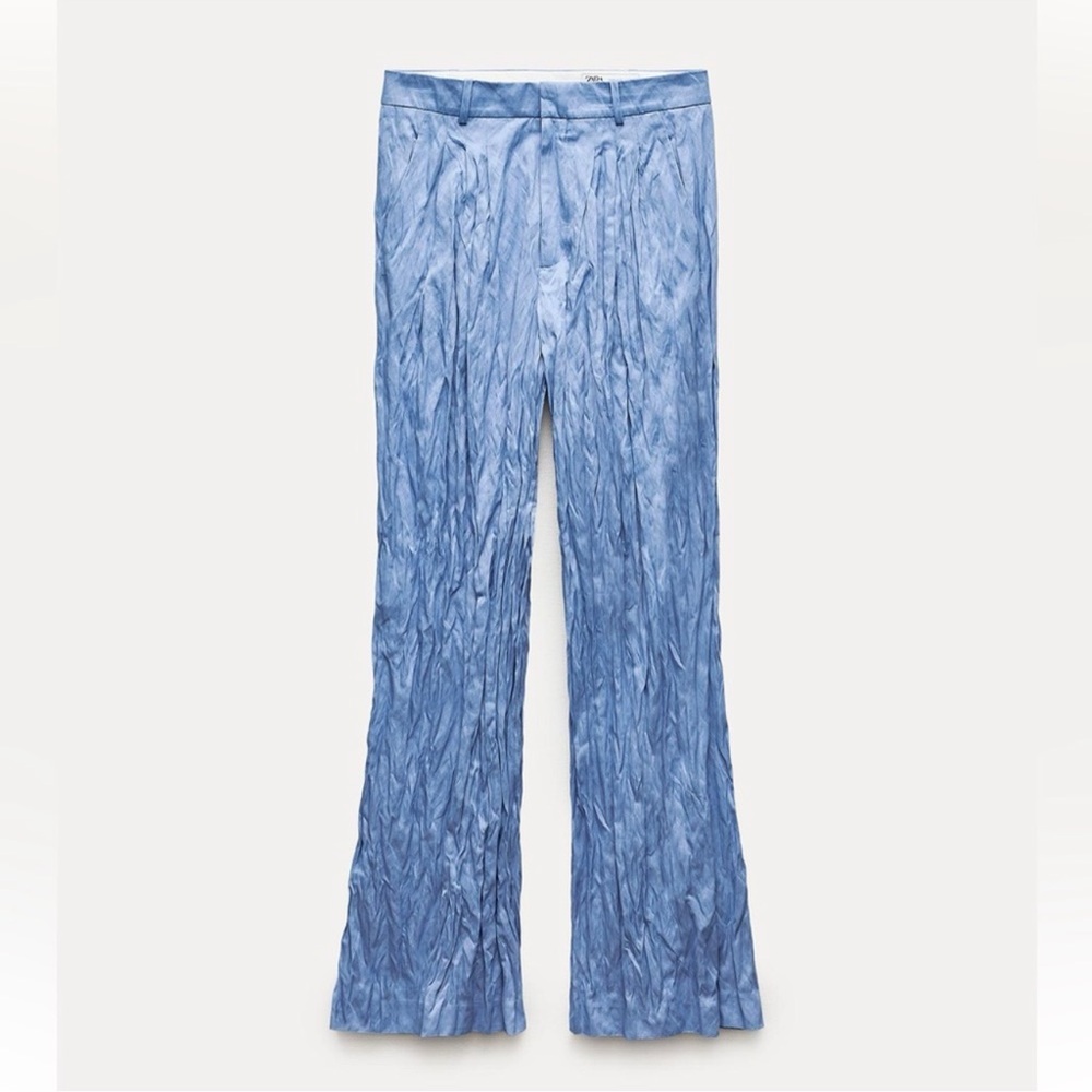 Zara Light Blue One-Shoulder Top and Wide-Leg Pants Set - Picture 16 of 16
